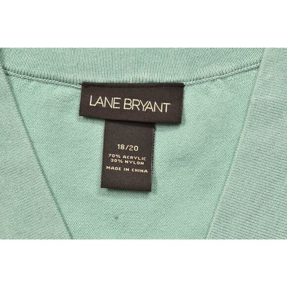 Lane Bryant Women's Plus Size 18/20 Aqua Blue Ribbed V-Neck Sweater Top - Picture 2 of 8